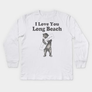 Vintage I Love You Long Beach California Bear Kids Long Sleeve T-Shirt